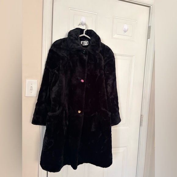 VTG Young Gallery Black Faux Fur Coat Size M - Picture 3 of 14